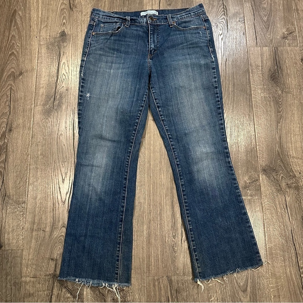Vintage Women's Levi's Blue Jeans 515 Boot Cut Wide Leg Crop Mid Rise Size 12L